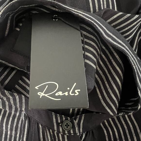 Rails Elouise Segrada Stripe Button Down Blouse Black White Size Small NWT - Picture 11 of 11